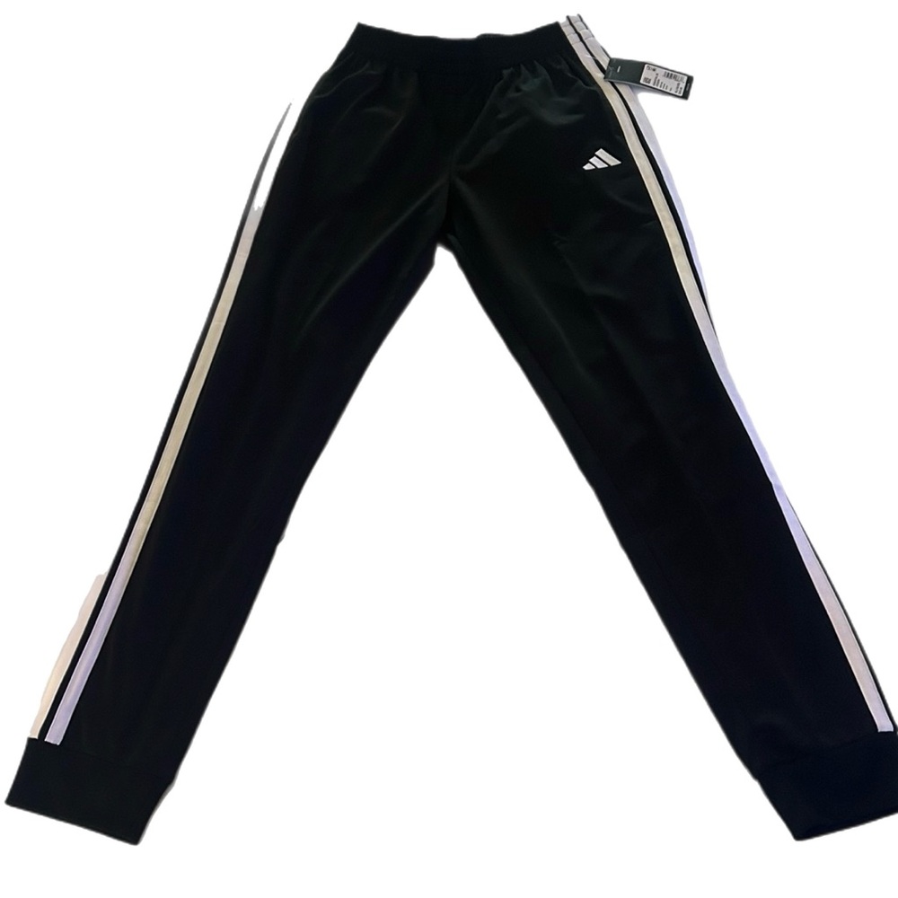 NWT Adidas Kids Black Joggers with White Stripes